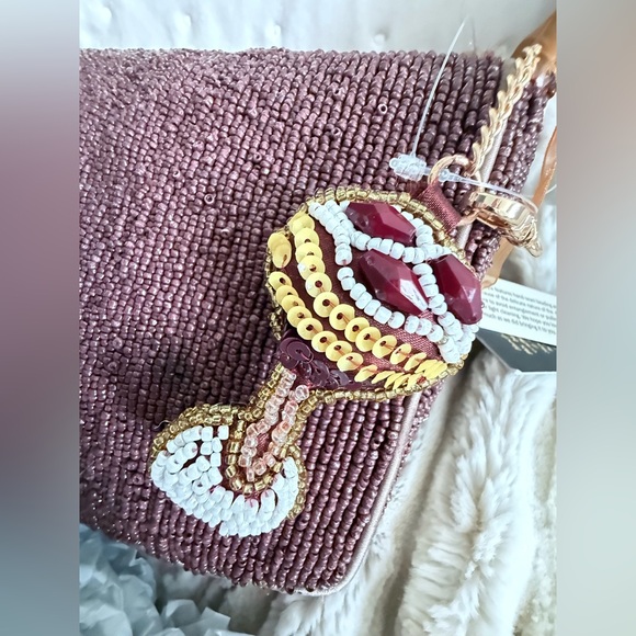 NWT Viral Beaded Martini Expresso Chocolate Shoulder Bag & Matching  Keychain - Picture 5 of 14